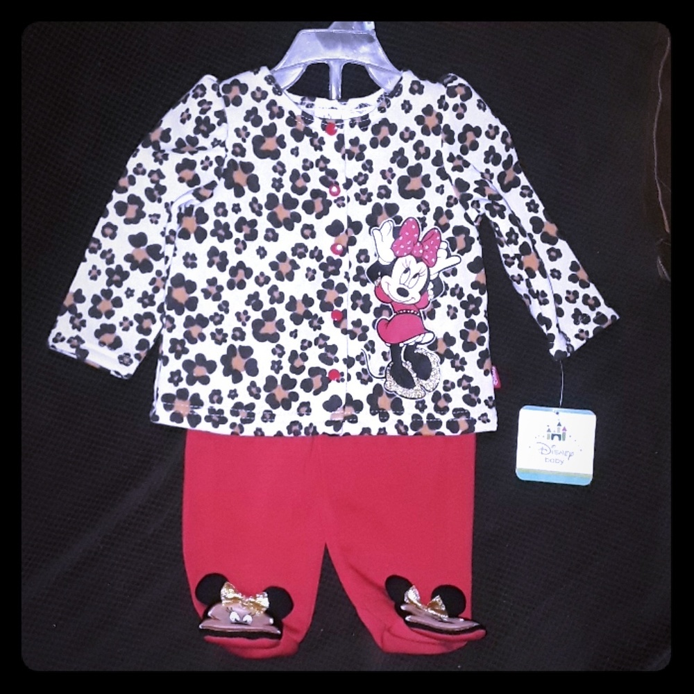 3-6 mth Disney Minnie Mouse footed pants outfit